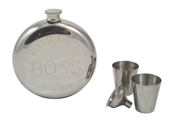 World's Best Boss Flask Gift Set