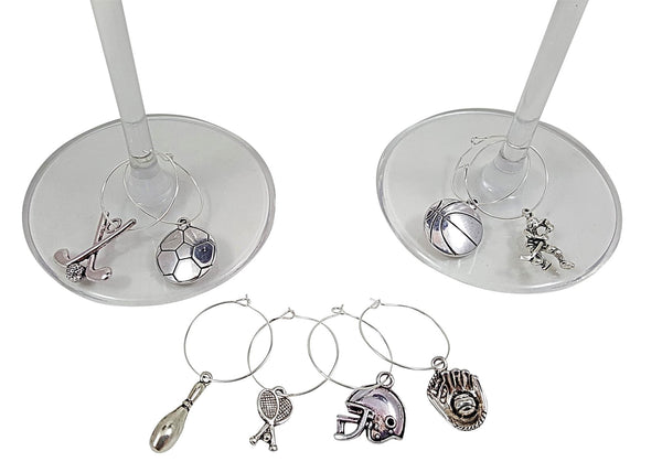 Wine Charm Set - 56 Pieces in Six Different Styles: Beach, Wine Lovers, World Travel, Sports, Animal, and Food Lovers Themes