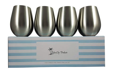 Stainless Steel Stemless Wine Glasses - Four Piece Set