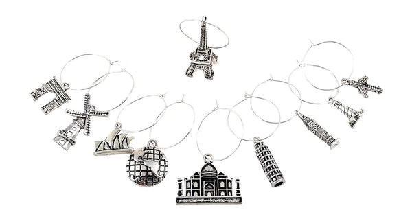 Travel Themed Wine Charms
