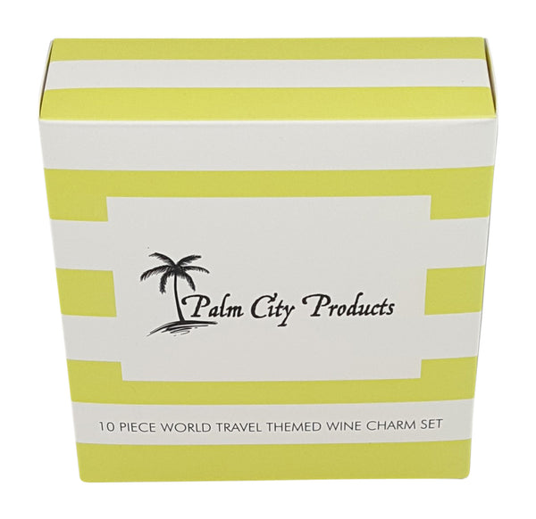 Palm City Products Travel Themed Wine Charms Box