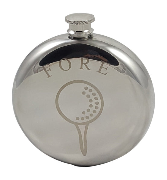 Golf Flask Gift Set - 10 oz Round Flask Engraved with