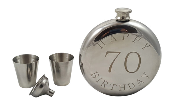 Happy 70th Birthday Flask Gift Set