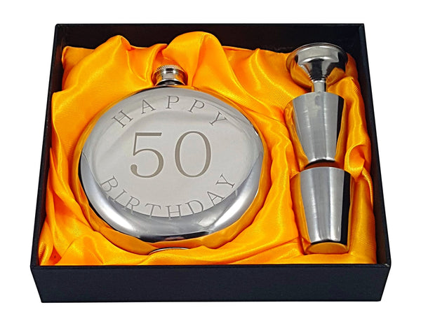 Happy 50th Birthday Flask Gift Set