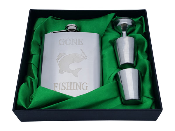 Gone Fishing Flask Gift Set