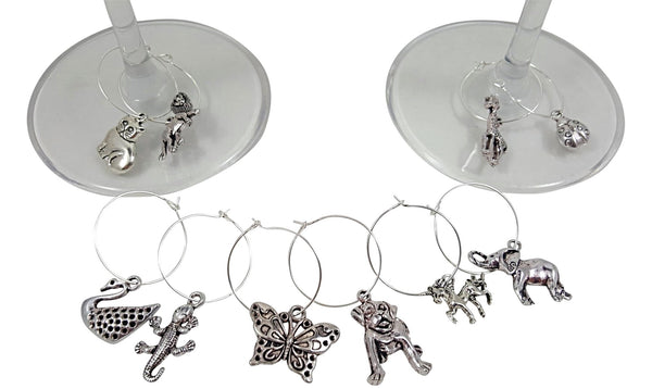 Travel & Animal Themed Wine Charm Gift Set with 20 Beautiful Wine Charms