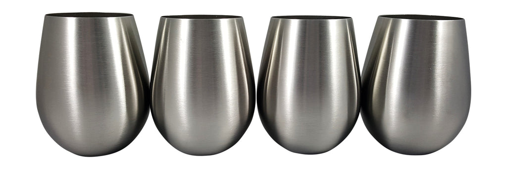 Palm City Products Stainless Steel Stemless Wine Glasses - 4 Piece Set