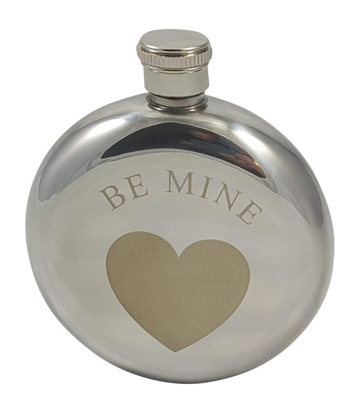 Be Mine Flask Gift Set, 5 oz Flask Engraved with a Heart