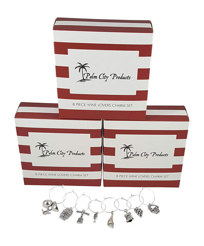 Bundle of 3 Wine Lovers Themed Wine Charm Sets