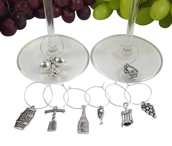 Bundle of Two Wine Charm Sets - 18 Pieces Total, Beach and Wine Lovers Themes