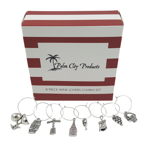 Bundle of Two Wine Charm Sets - 18 Pieces Total, Beach and Wine Lovers Themes