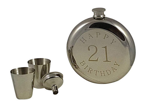 Happy 21st Birthday Flask Gift Set