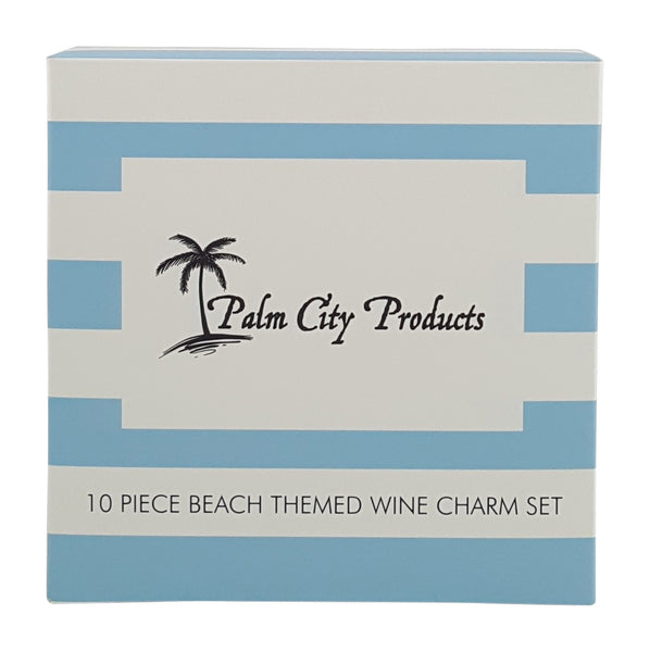 10 Piece Beach Themed Wine Charm Set